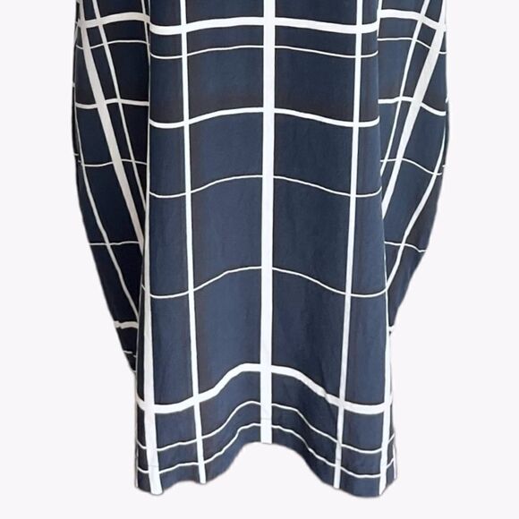 VINCE EUC Lattice print Silk dress in Blue Black & White Size M - Picture 5 of 11